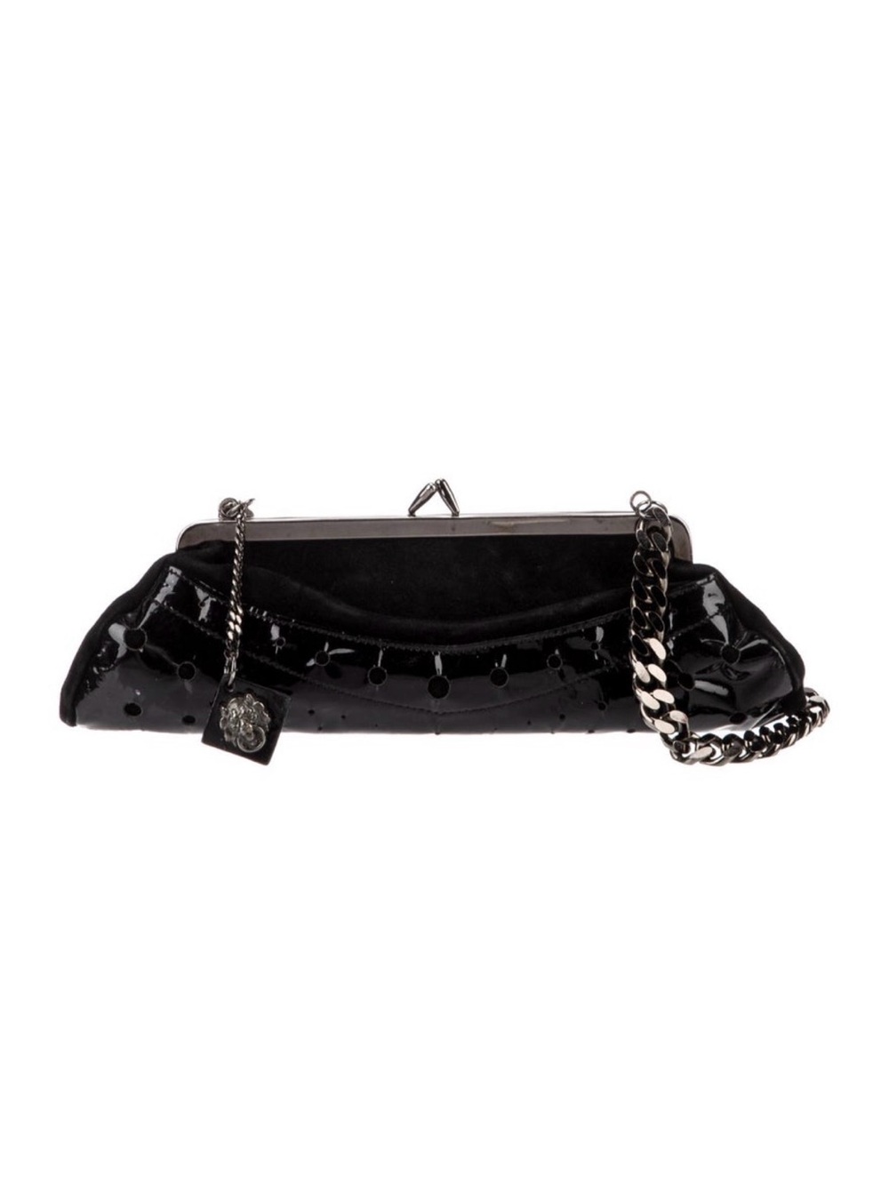 Versus By Versace Black Patent Chain-Handle Shoulder Bag